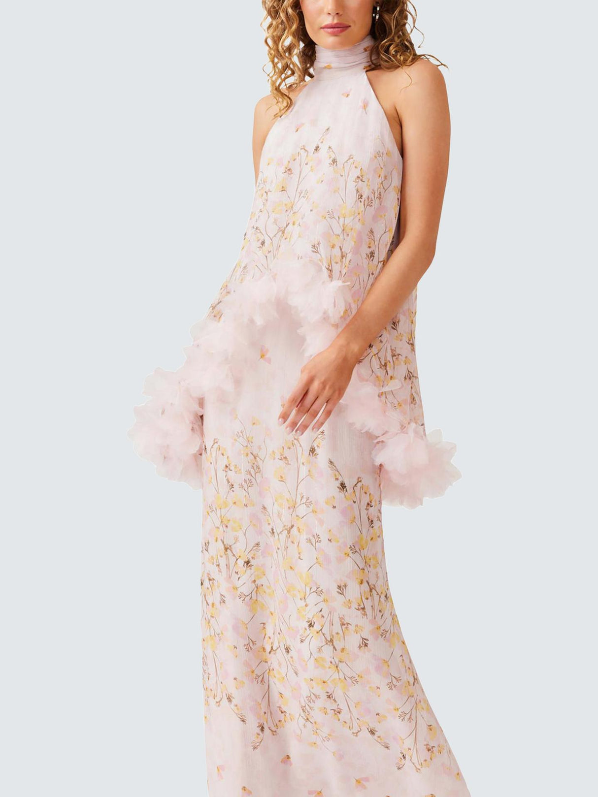 Elliatt Women's Tulsia 3D Floral Cape Sleeveless Maxi Dress - Pink/Multi - M