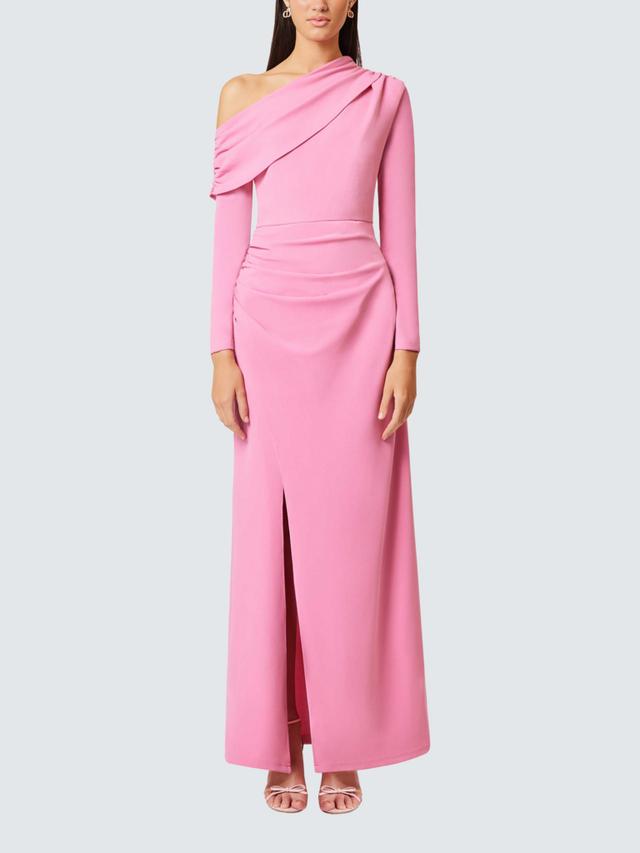 Elliatt Jamie Asymmetric Long Sleeve Womens Polyester Maxi Dress - Pink - S