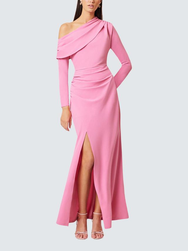 Elliatt Jamie Asymmetric Long Sleeve Womens Polyester Maxi Dress - Pink - S