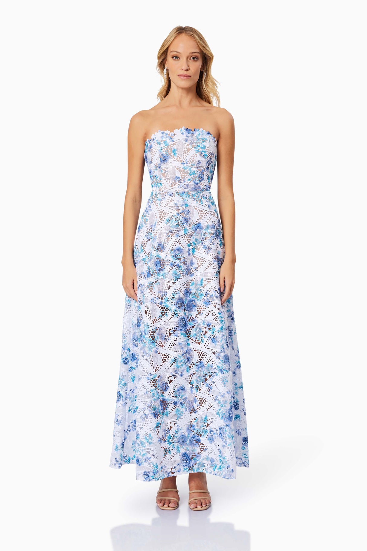 Elliatt Savannah Fit & Flare Sleeveless Maxi Dress - Blue/Multi - Medium