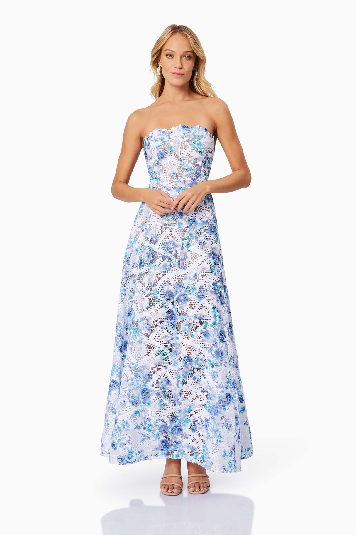 Elliatt Savannah Fit & Flare Sleeveless Maxi Dress - Blue/Multi - Medium