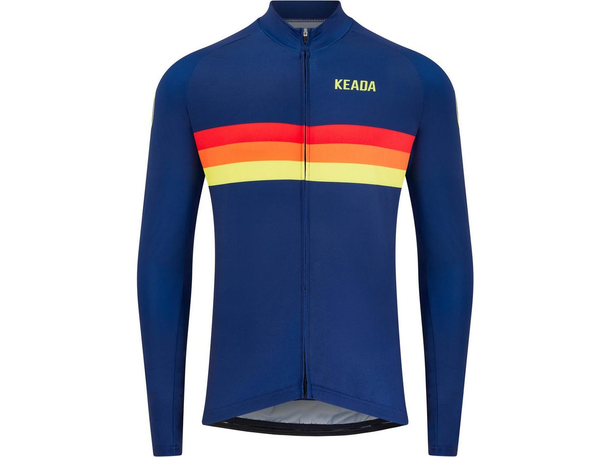Keada Sports Men's Sunrise Long Sleeve Cycling Jersey - Size Large - Blue