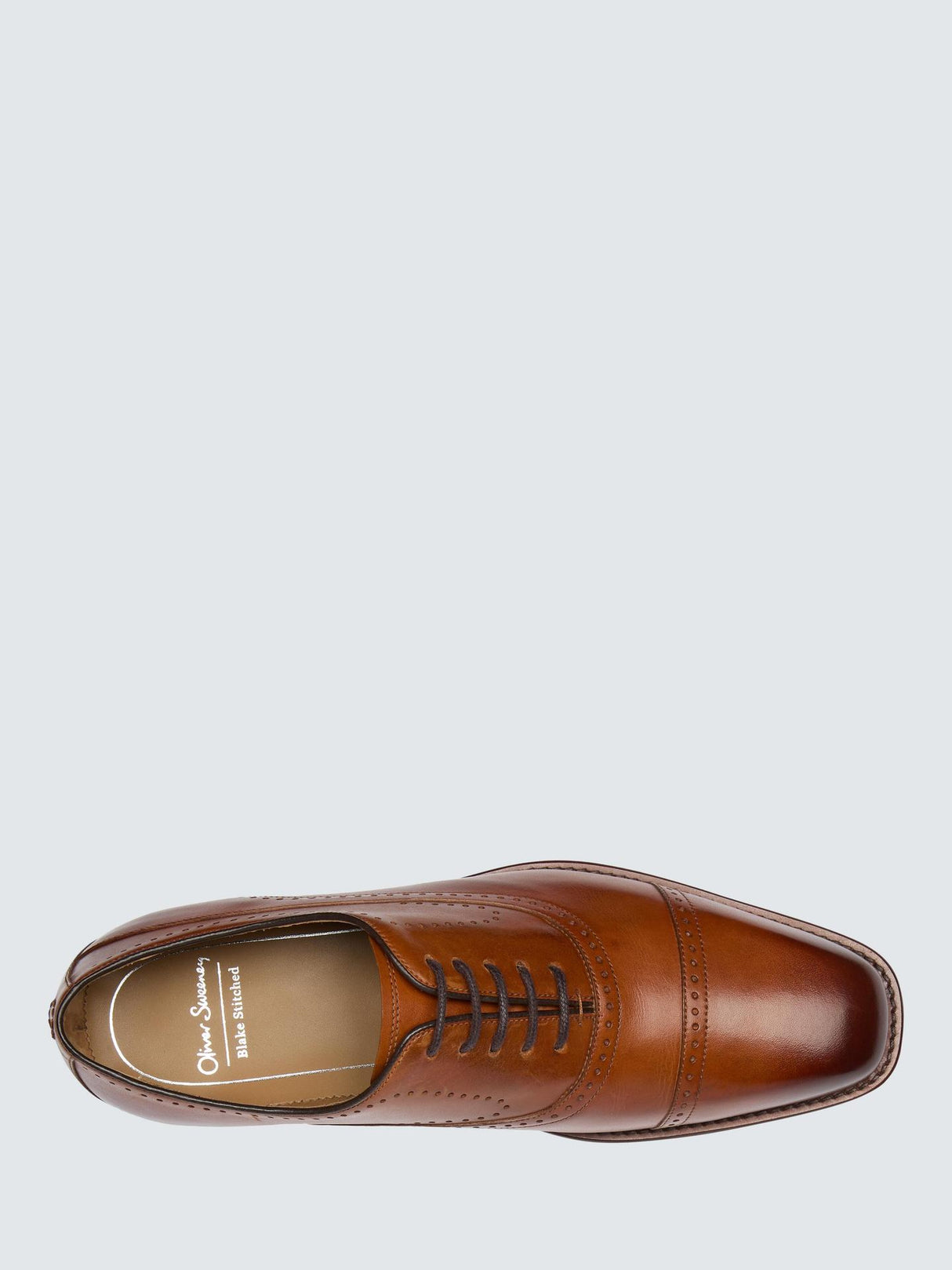 Oliver Sweeney Banbury Mens Leather Semi-Brogue Oxford Shoes Tan - Size 7