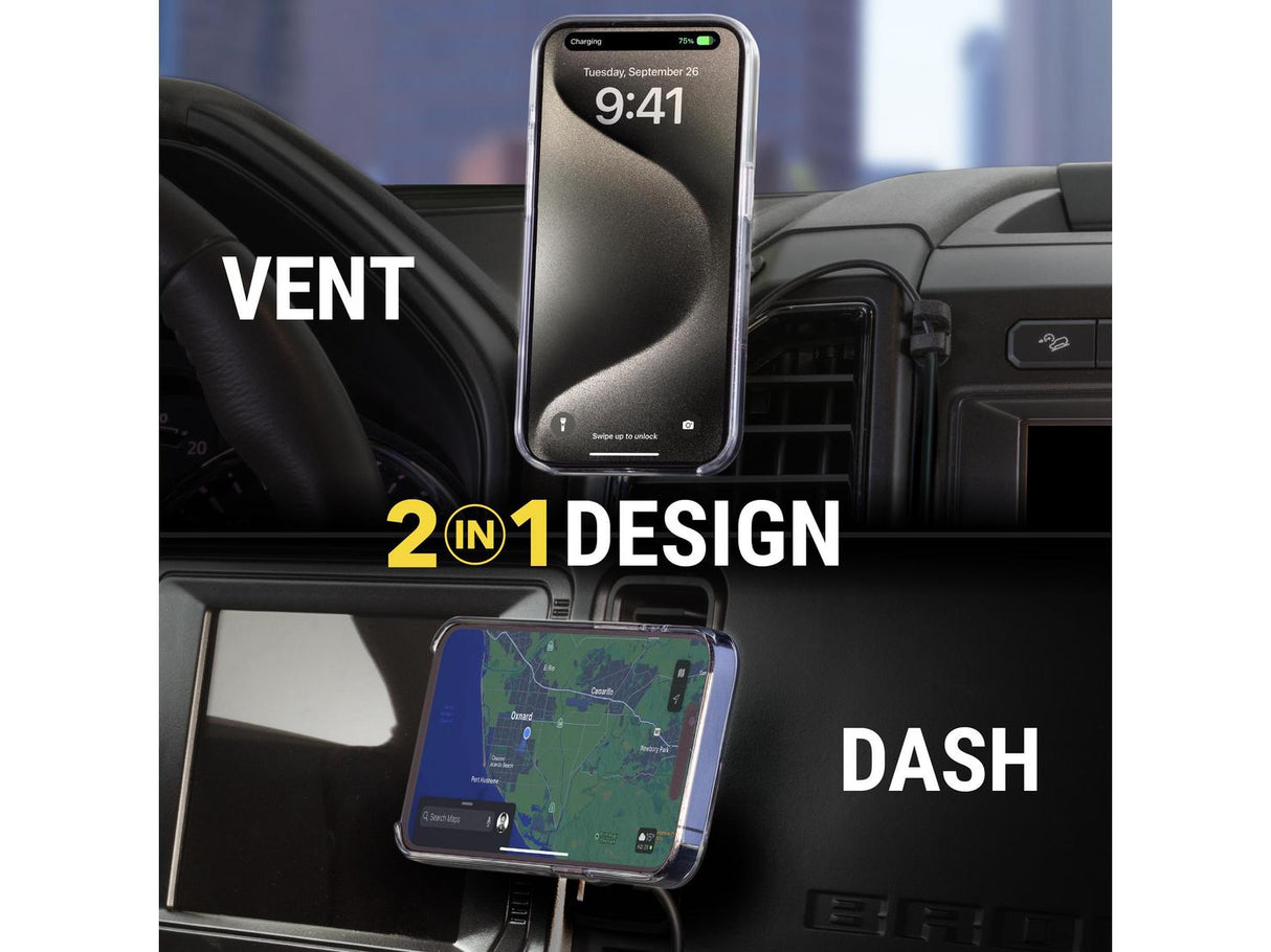 MagicMOUNT Qi Adjustable Head Wireless Car Mobile Charging Mount - Dash/Vent