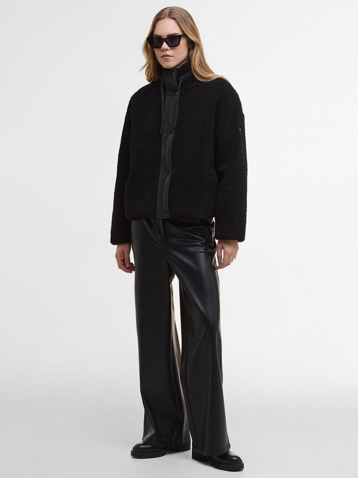 Barbour Palma Womens Polyester High Neck Oversized Fleece Black - Size 8