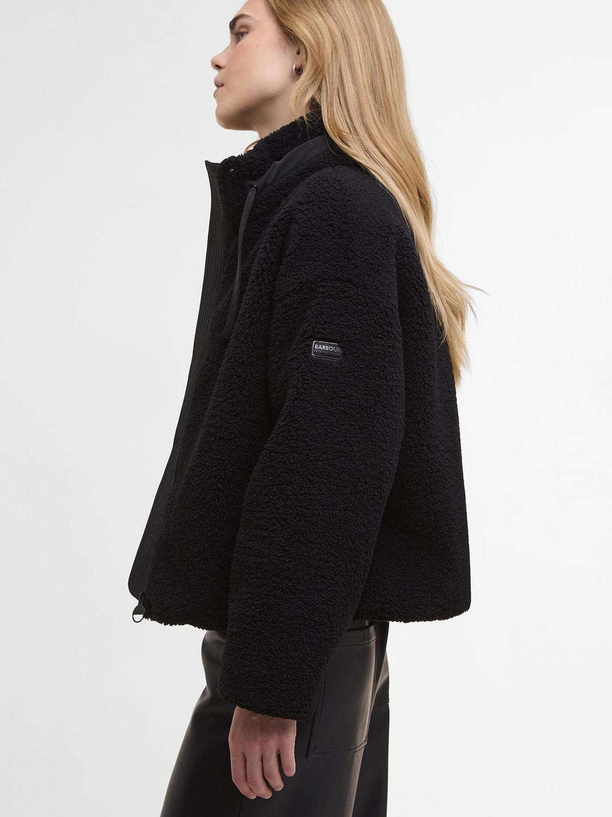 Barbour Palma Womens Polyester High Neck Oversized Fleece Black - Size 8