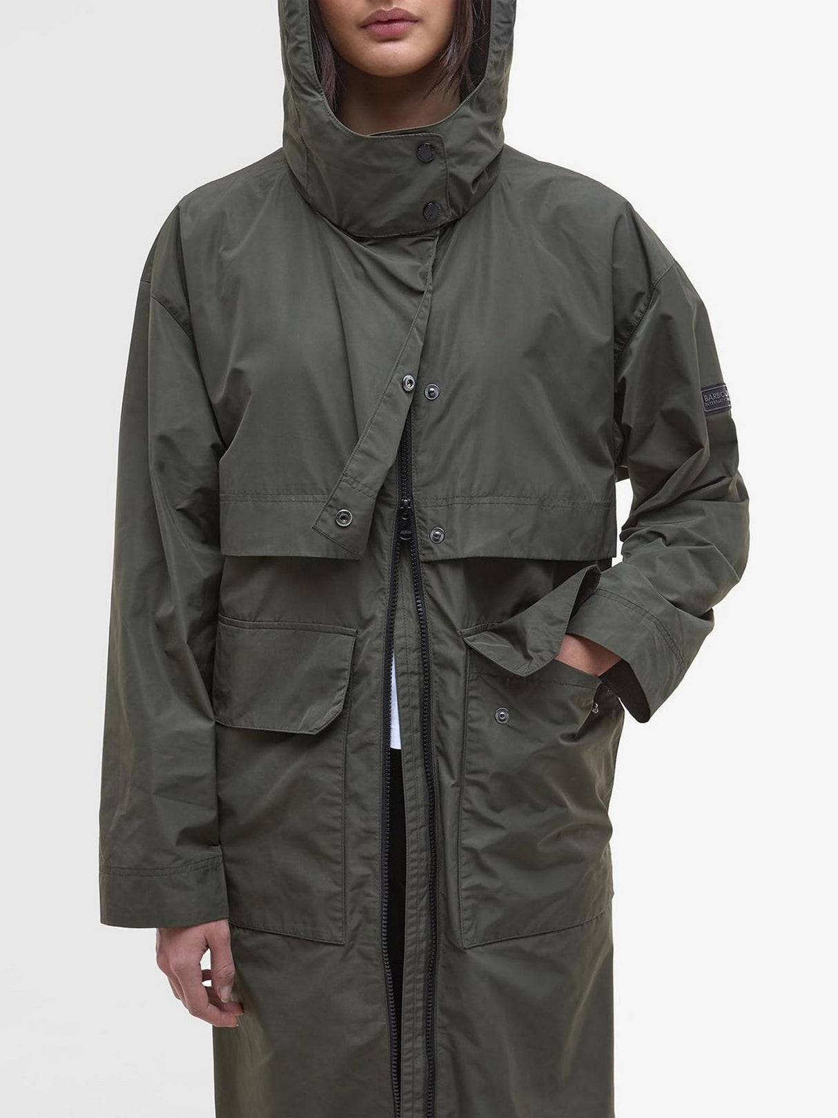 Barbour International Roxanna Womens Showerproof Hooded Jacket Size 18 Envy