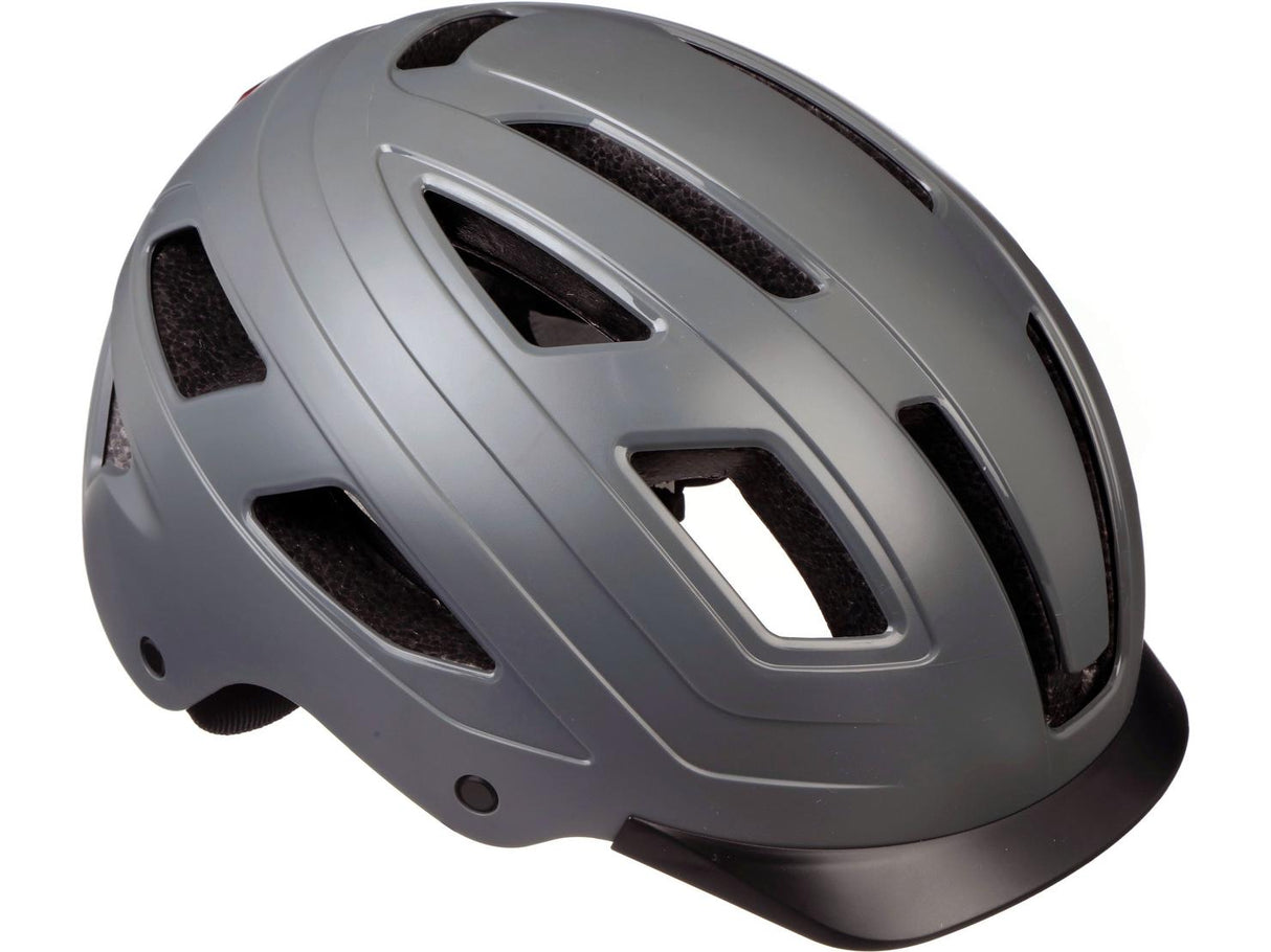 Halfords Unisex Integrated Rear Light Urban Cycle Helmet Grey 55-58cm Medium