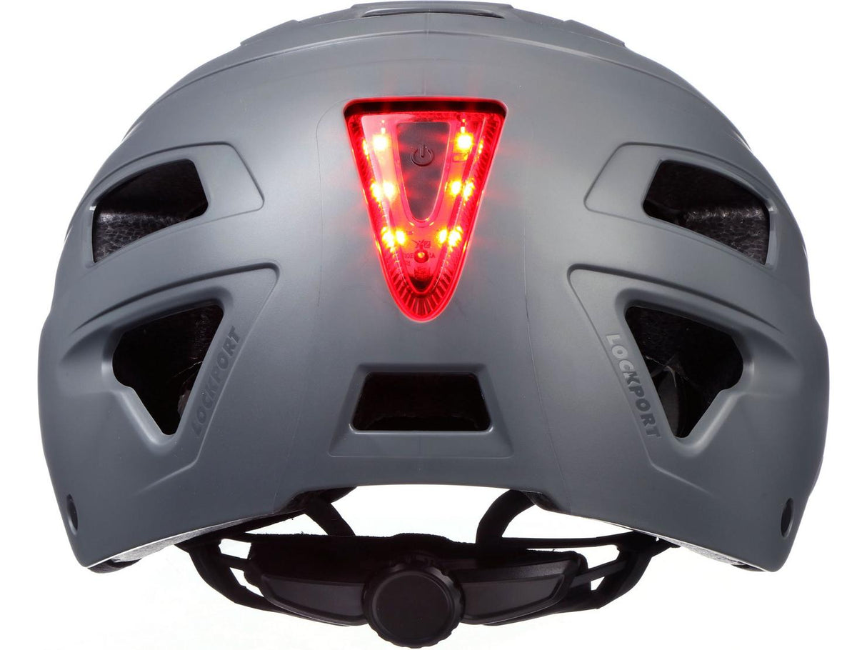 Halfords Unisex Integrated Rear Light Urban Cycle Helmet Grey 55-58cm Medium
