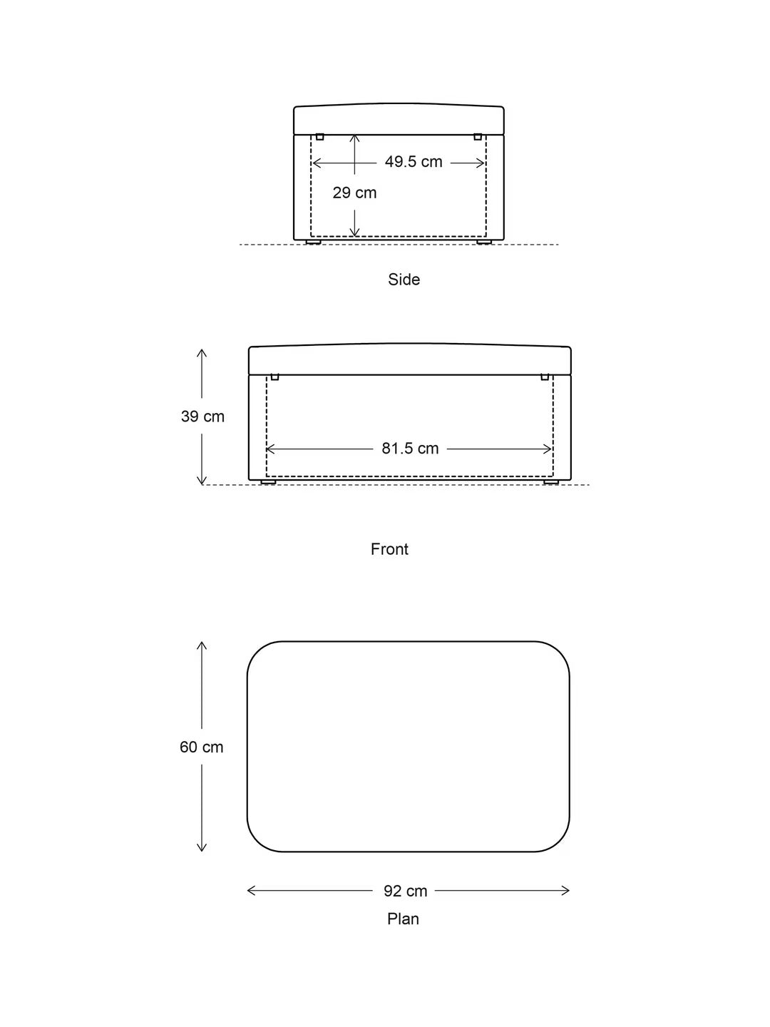 Swyft Model 02 Storage Ottoman Footstool 39 x 60 x 92cm - Linen Marine Blue