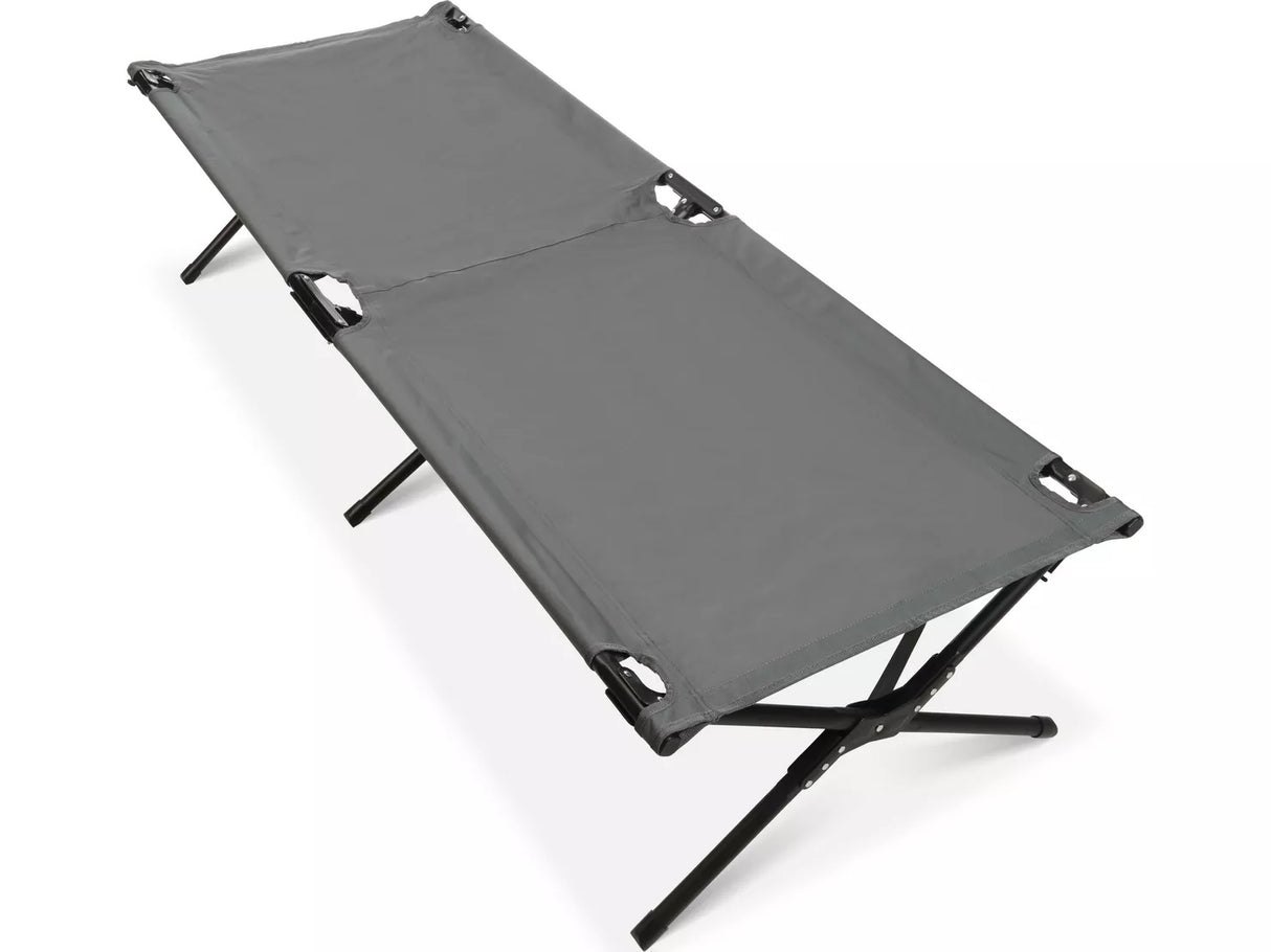 Halfords Premium Easy Fold Portable Compact Camping Bed 190 x 65cm - Grey