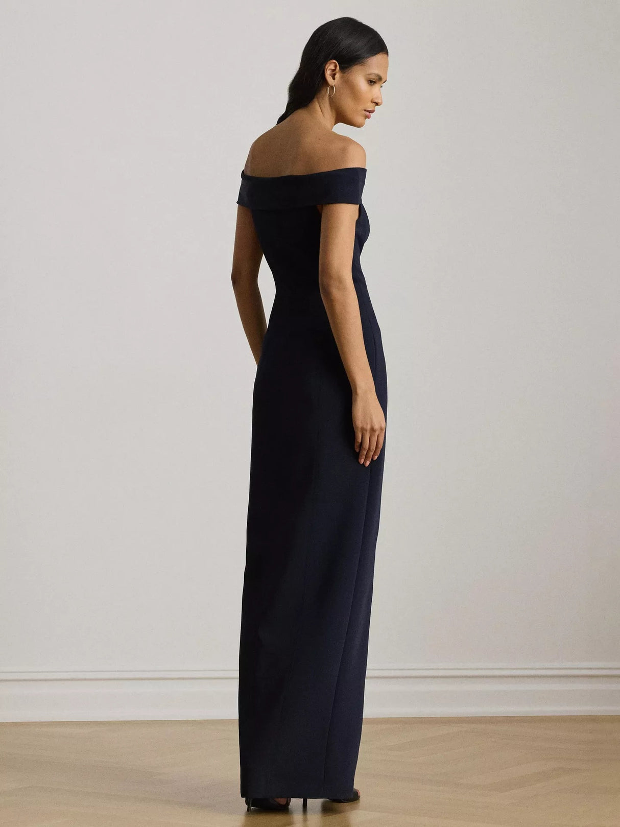 Ralph Lauren Adlar Crepe Off Shoulder Ball Gown Maxi Dress - Navy - UK 14