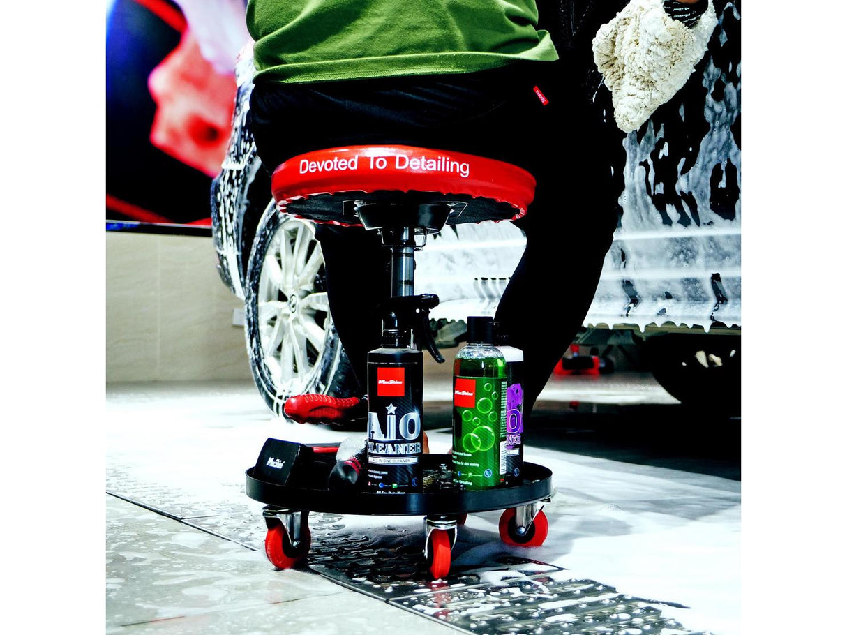 Maxshine 5-Wheels Cushioned and Adjustable 360 Degree Detailing Stool - Red