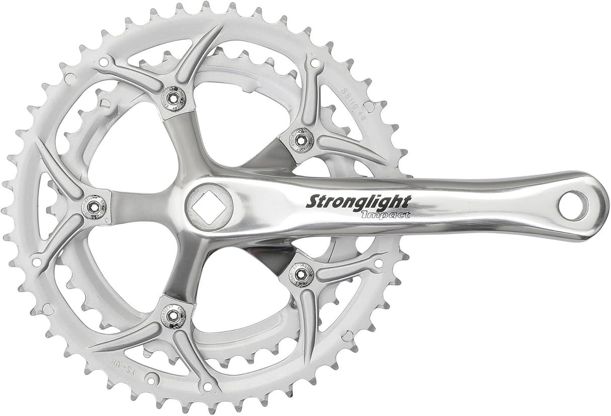 Stronglight Road Bike Compact Double Crankset 170mm 34/50T Aluminum - Silver