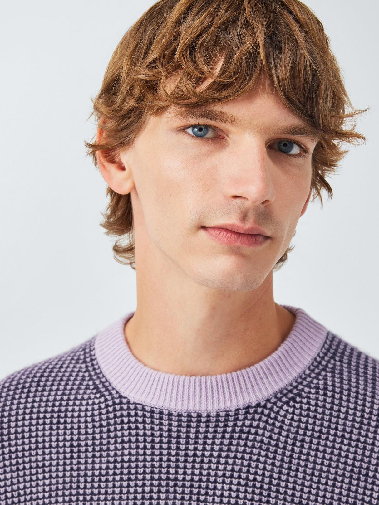 John Lewis Mens Cashmere Crew Neck Waffle Texture Jumper - Lilac - Size S