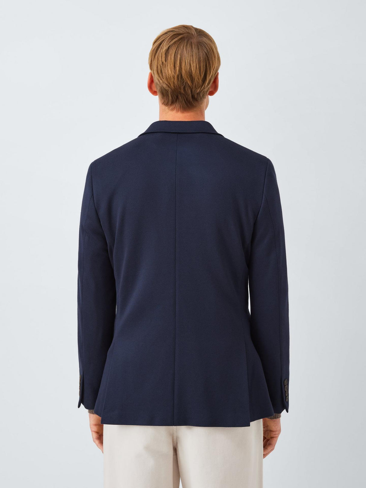 John Lewis Mens Single Breasted Cotton Blend Knit Blazer - Navy - Size 38R