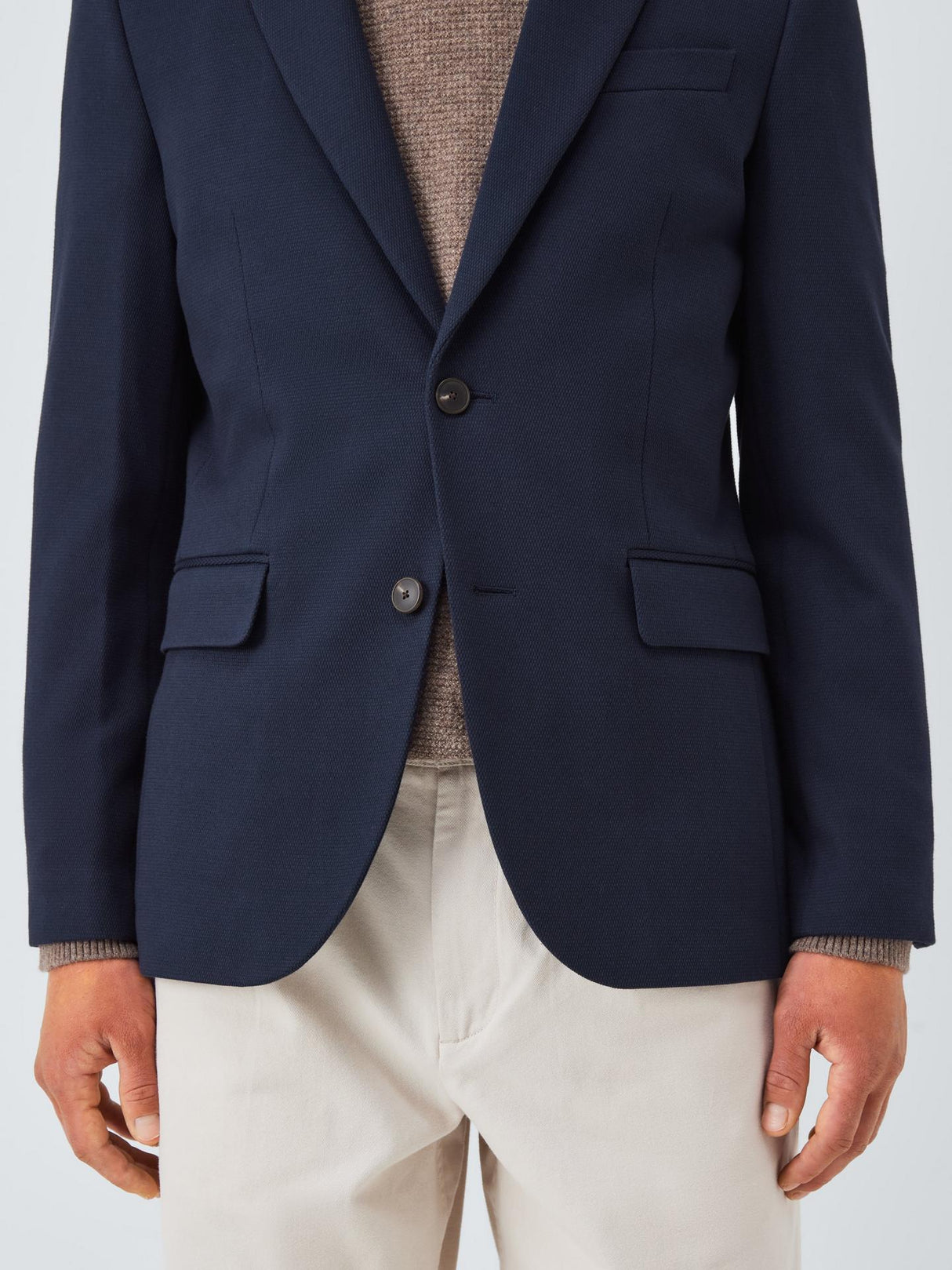John Lewis Mens Single Breasted Cotton Blend Knit Blazer - Navy - Size 38R