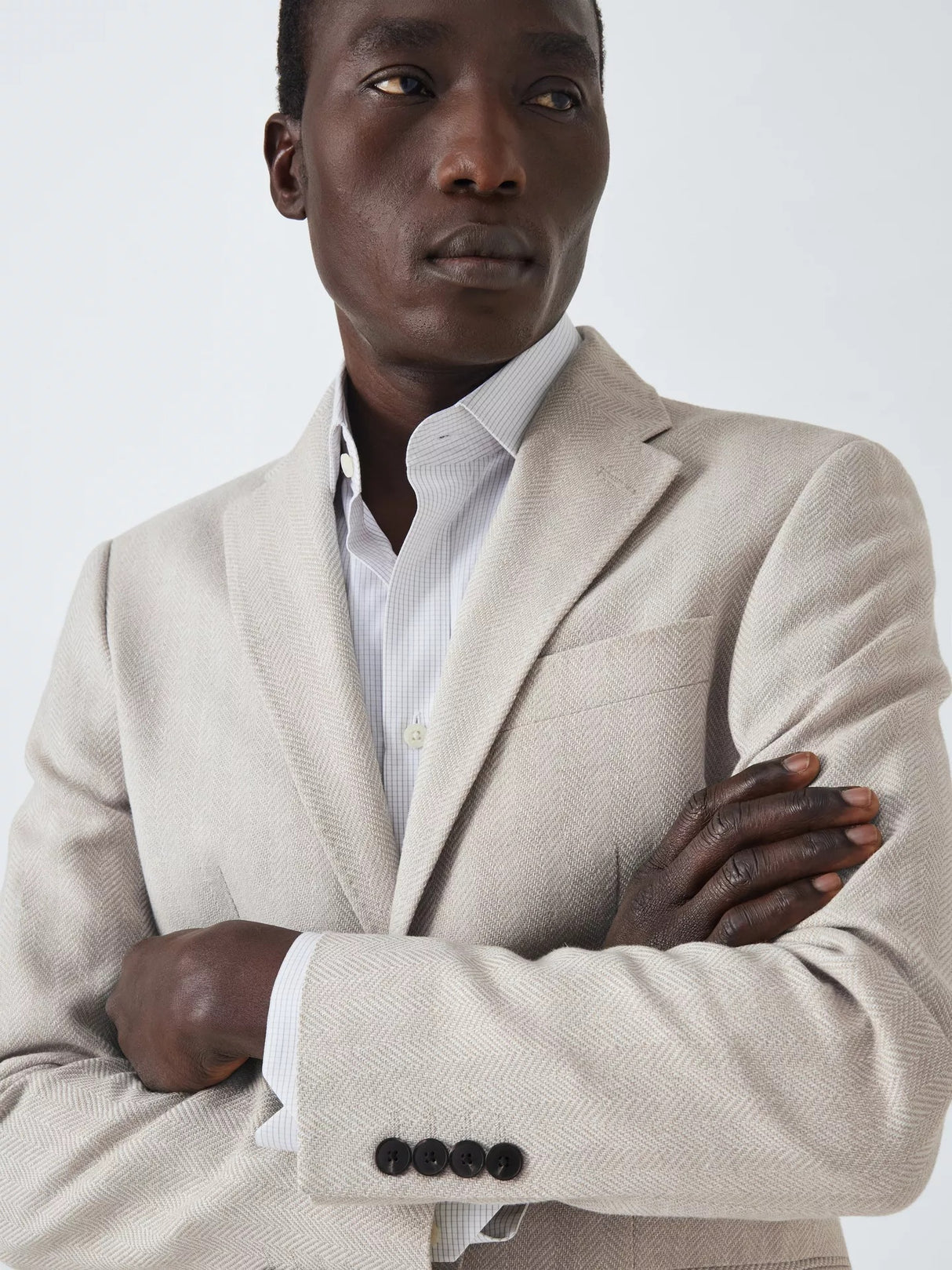 John Lewis Men's Stoford Herringbone Regular Fit Blazer - Natural - 42R