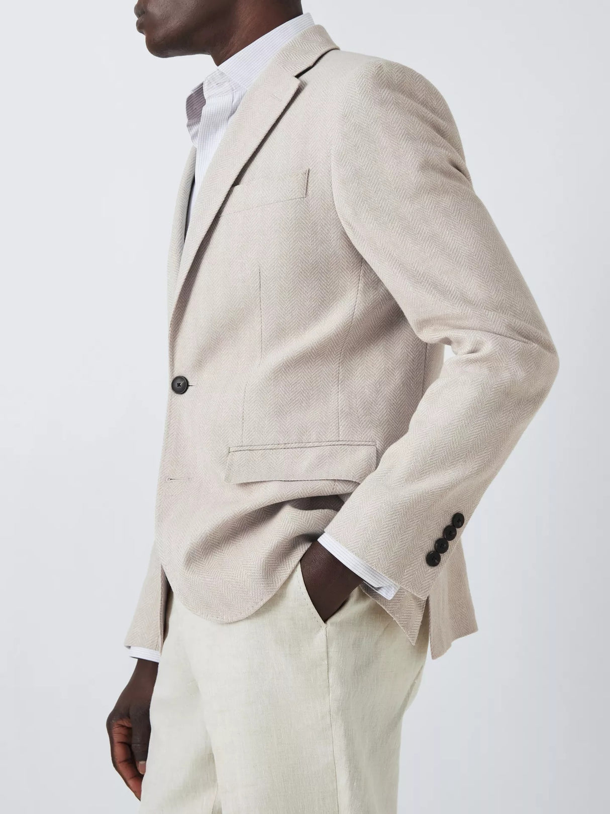 John Lewis Men's Stoford Herringbone Regular Fit Blazer - Natural - 42R