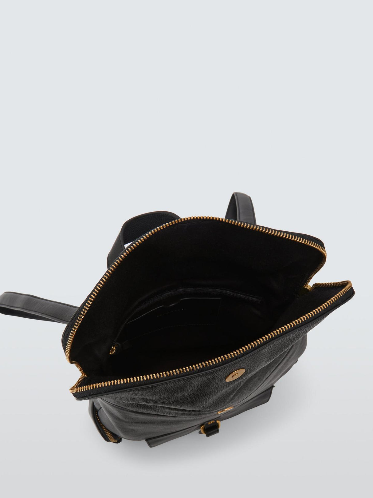 John Lewis Womens Adjustable Strap Leather Utility Zip Backpack - Black