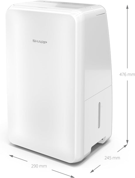SHARP UD-T10AU-W 10L LED Display Portable Compact Dehumidifier - White
