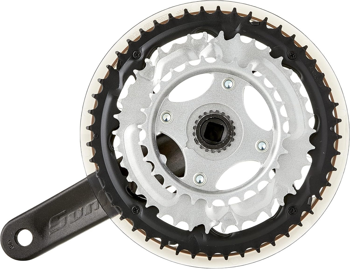 SunRace FCM300 7/8 Speed Triple Bicycle Chainset 48/38/28T 170mm - Black