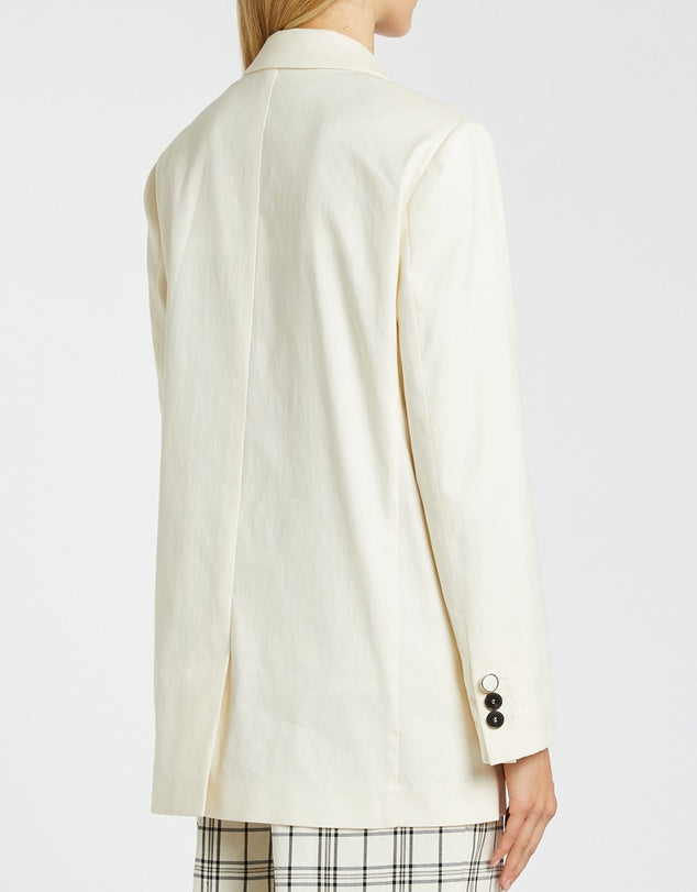 Marella Ittita Womens Single Breasted Cotton Tailored Blazer Cream - Size 10