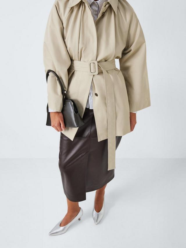 Marella Marina Womens Regular Fit Cotton Blend Belted Raincoat Cream Size 10