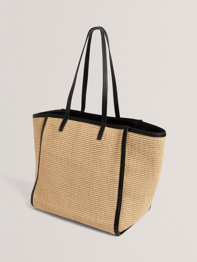 Ted Baker Barni Faux Raffia Bovine Leather Womens Large Shopper Bag - Black