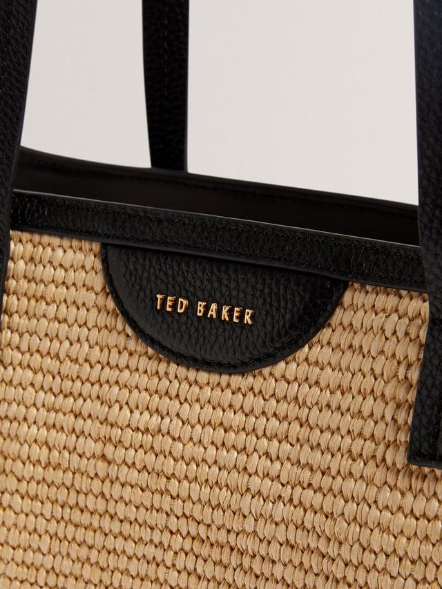Ted Baker Barni Faux Raffia Bovine Leather Womens Large Shopper Bag - Black