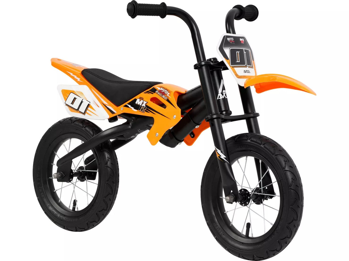 Motobike 12" Wheel Air Filled Tyres Kids 1-5 Years Balance Bike - Orange