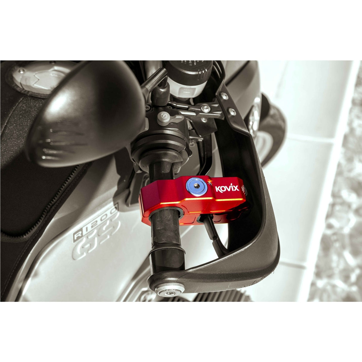 Kovix KHL-B Grip Zinc Alloy Waterproof Brake Lever Lock Siren Alarm - Blue