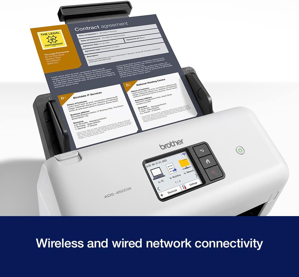 Brother ADS4500WZU1 Touchscreen Wired/Wireless Desktop Document Scanner