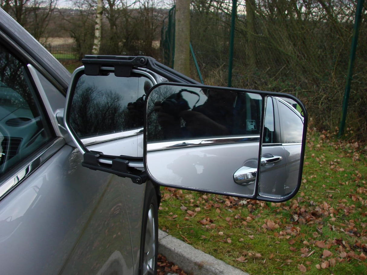 Maypole Large Dual Glass Universal Clip-On Caravan Towing Mirror - Black