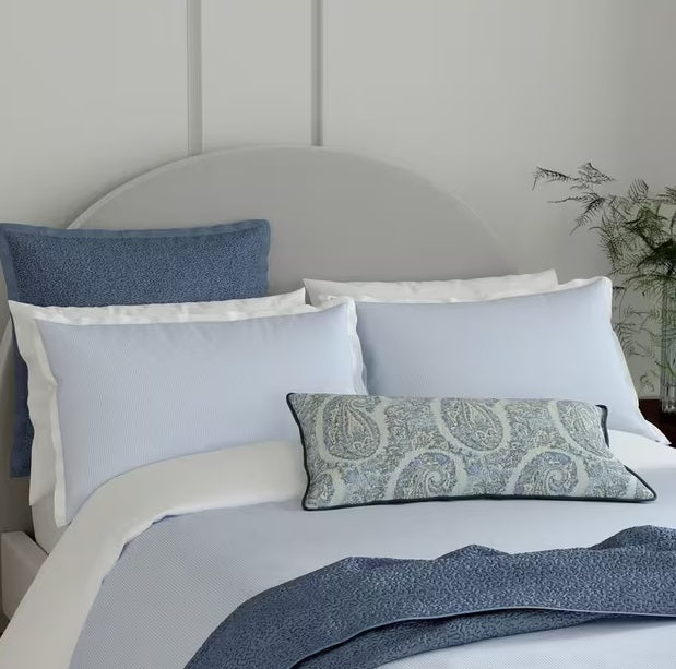 Bedeck of Belfast Demi White/Blue 180TC Cotton Duvet Cover Set - Double