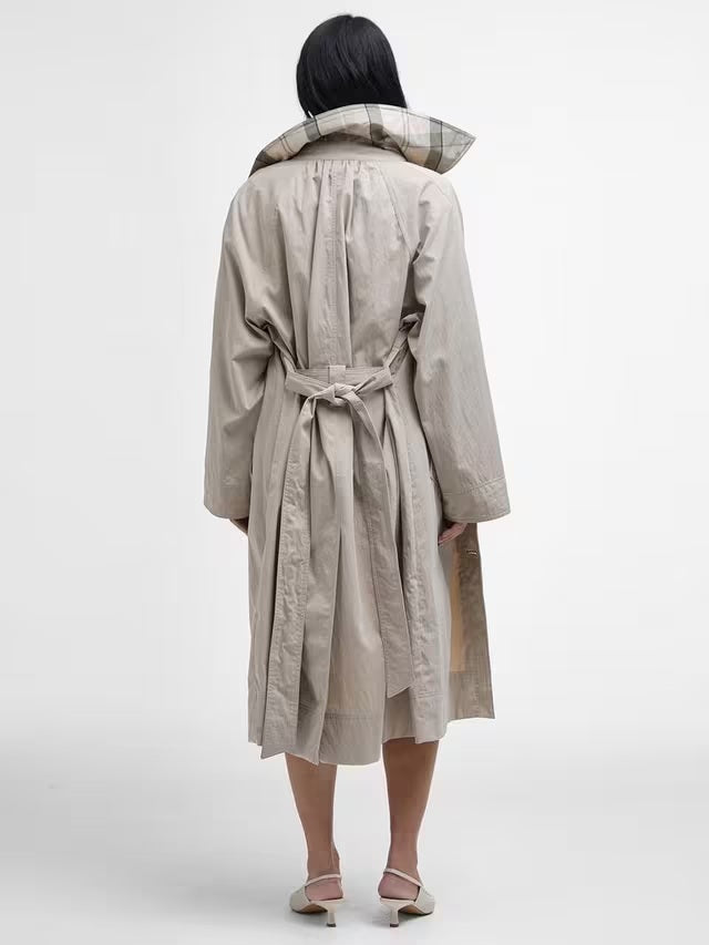 Barbour Garbo Women's Showerproof Button Trench Coat - Light Beige - UK 12