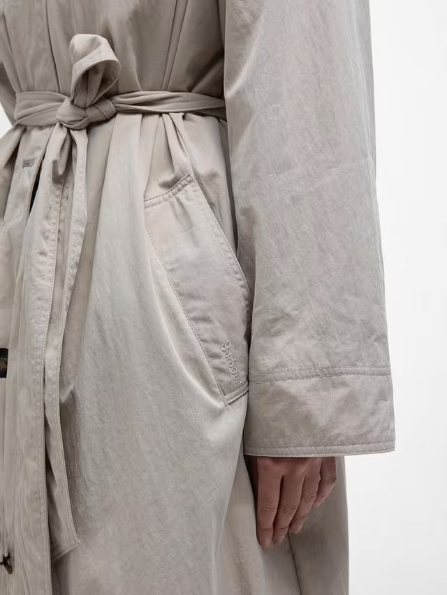 Barbour Garbo Women's Showerproof Button Trench Coat - Light Beige - UK 12