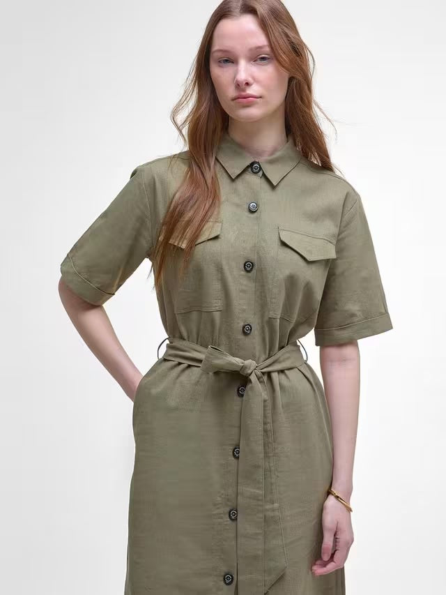 Barbour Women's Nicole Utility Button Midi Shirt Dress - Dusky Green - UK 10