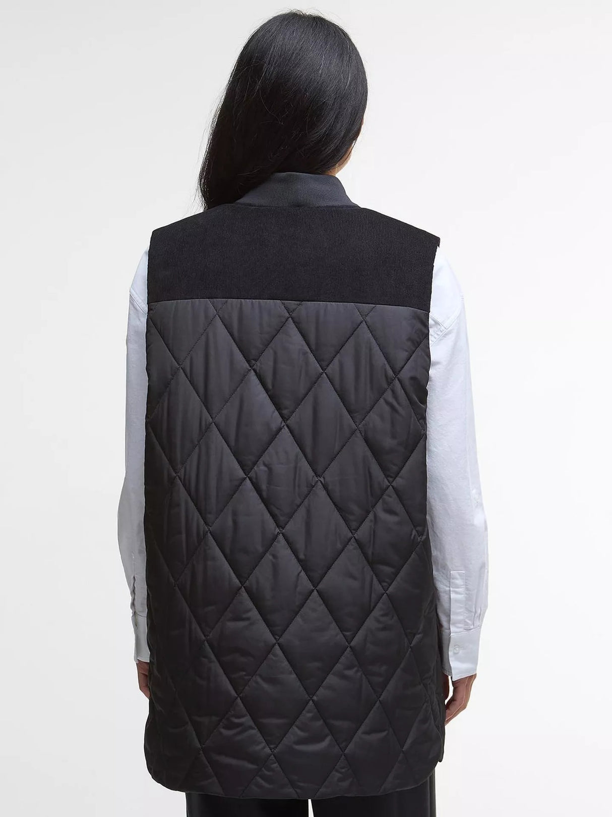 Barbour Women's Lydia Mid-Length Quilted Gilet - Black/Classic Tartan - UK 16