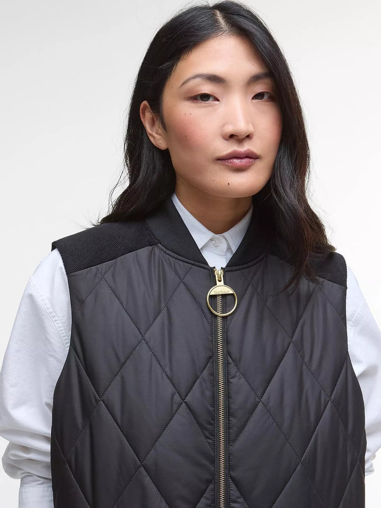 Barbour Women's Lydia Mid-Length Quilted Gilet - Black/Classic Tartan - UK 16