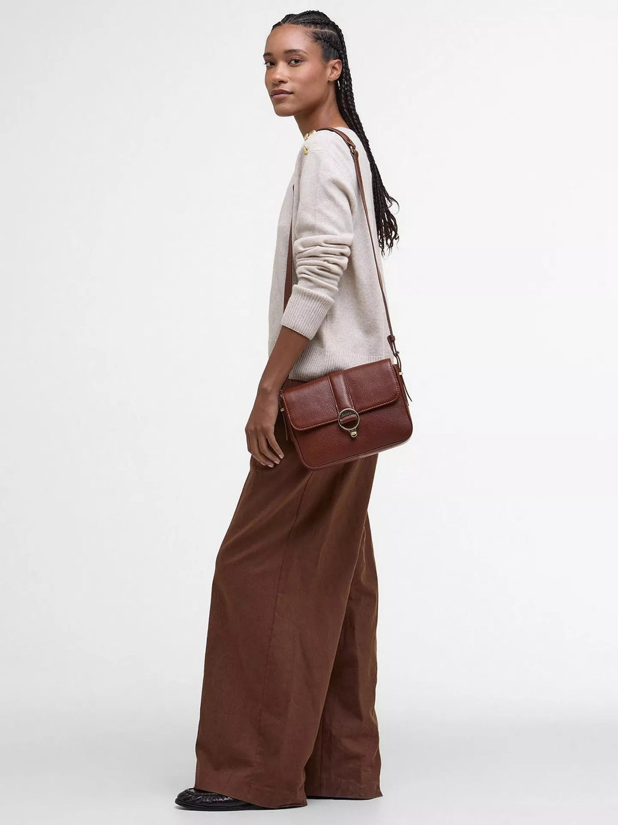 Barbour Women's Rosa Grained Leather Turn Lock Crossbody Bag - Brown