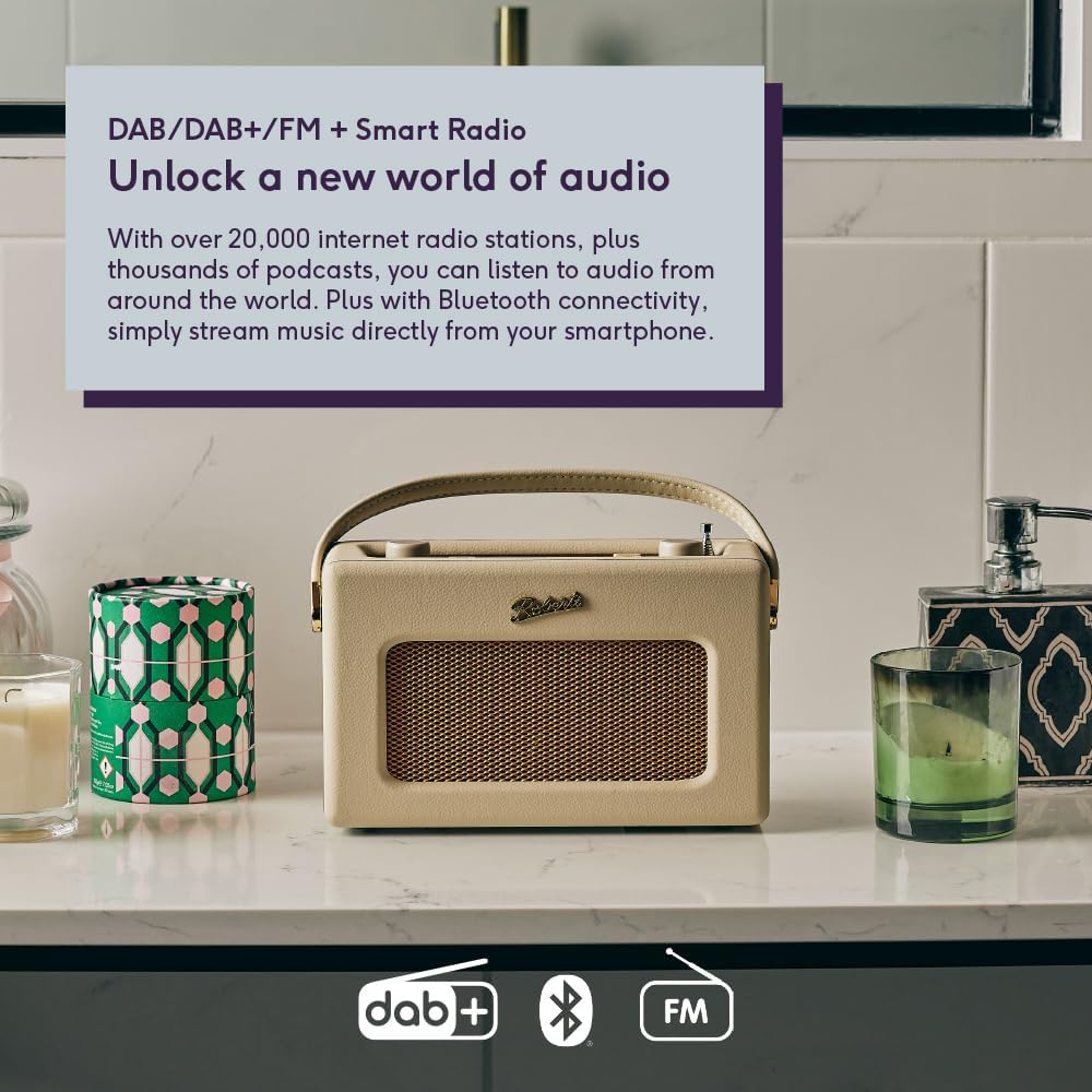 Roberts Revival iStream 3L DAB+/FM Portable BT Smart Radio - Pastel Cream
