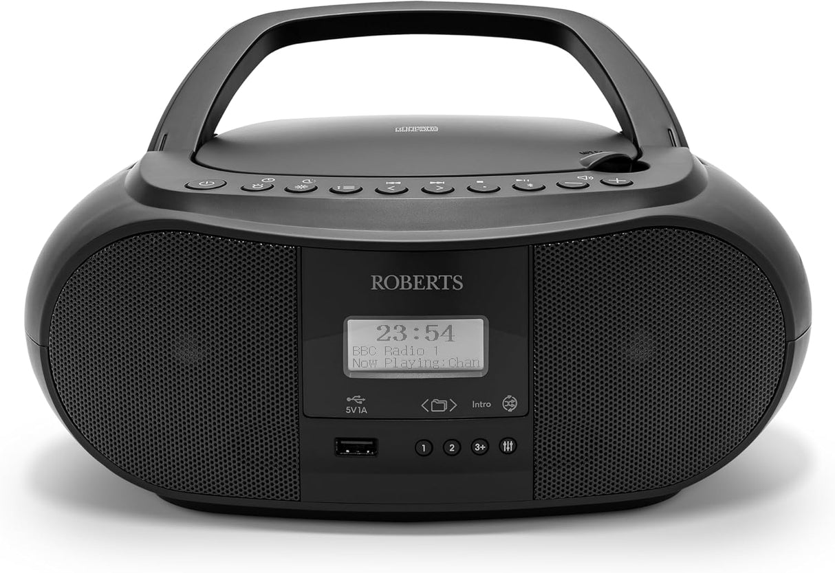 Roberts ZoomBox 4 DAB/DAB+/FM/CD Bluetooth Portable Boombox Radio - Black