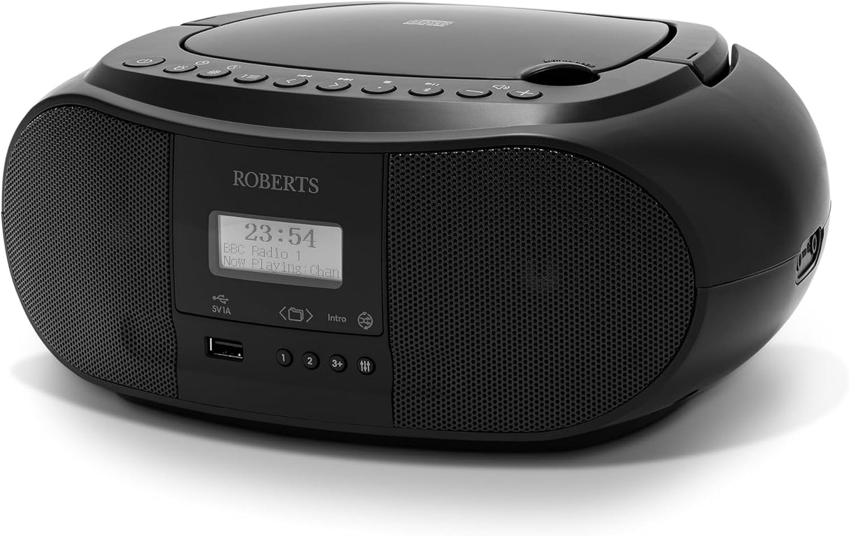 Roberts ZoomBox 4 DAB/DAB+/FM/CD Bluetooth Portable Boombox Radio - Black