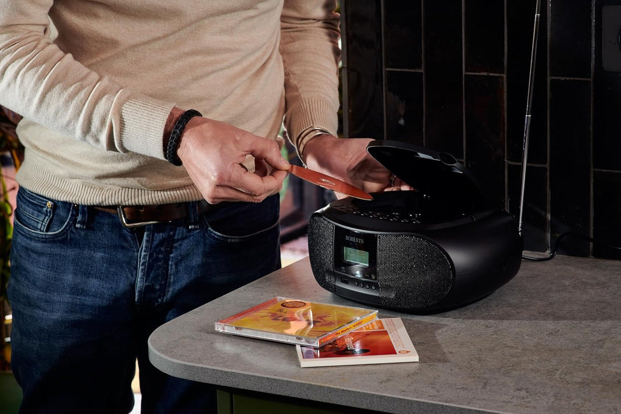 Roberts ZoomBox 4 DAB/DAB+/FM/CD Bluetooth Portable Boombox Radio - Black