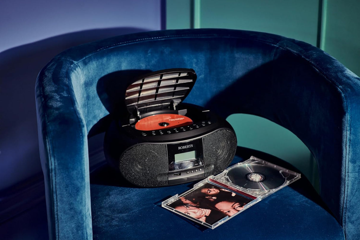 Roberts ZoomBox 4 DAB/DAB+/FM/CD Bluetooth Portable Boombox Radio - Black