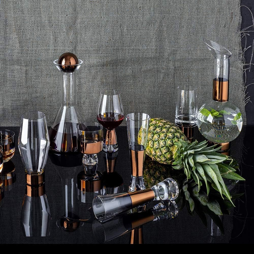 Tom Dixon Tank Champagne Flutes Mouth-Blown Glasses Set of 2 - Copper/Clear