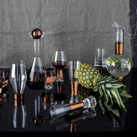 Tom Dixon Tank Champagne Flutes Mouth-Blown Glasses Set of 2 - Copper/Clear