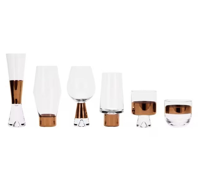 Tom Dixon Tank Champagne Flutes Mouth-Blown Glasses Set of 2 - Copper/Clear