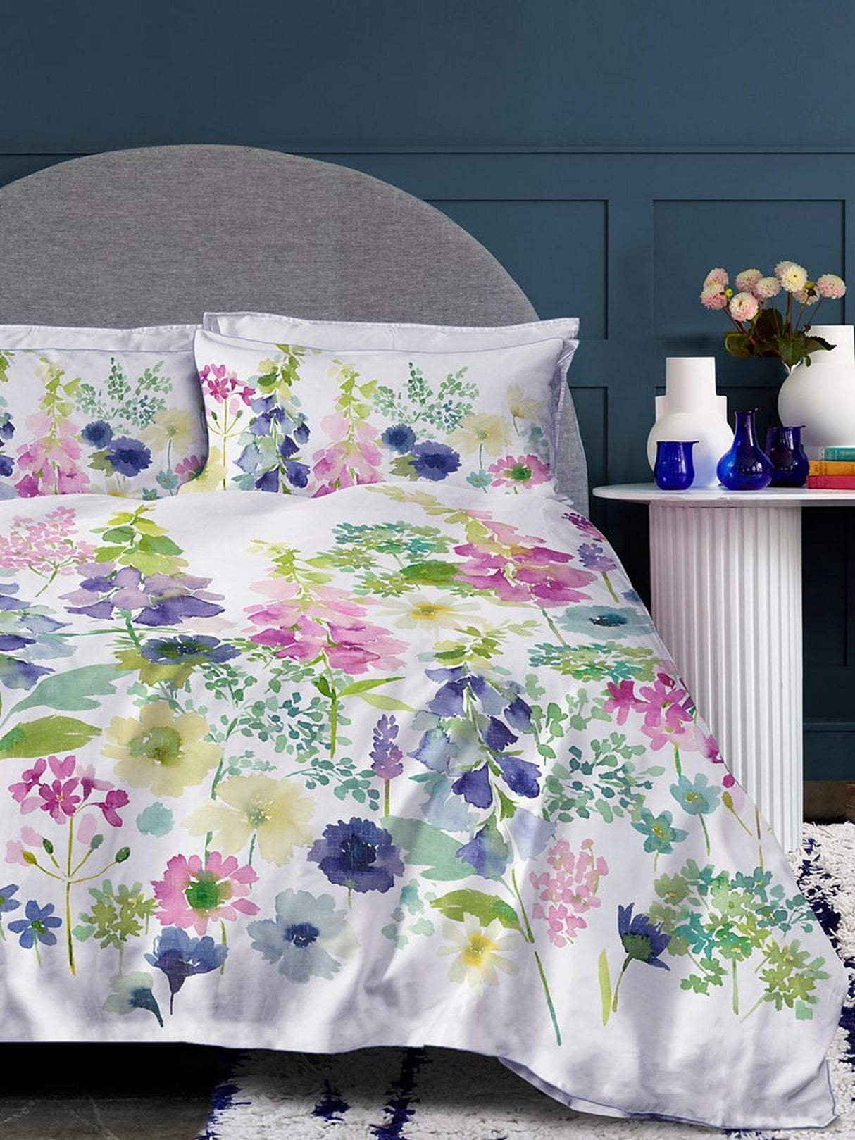 Bluebellgray Foxglove Floral 300TC Cotton King Size Duvet Cover Set - Multi